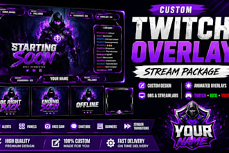 design custom animated twitch overlay stream logo obs streamlab branding package
