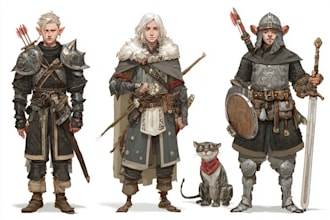 draw dnd party portraits, ttrpg group character art, no ai