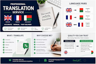do accurate translation in malagasy, french, and english