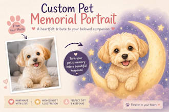 custom pet memorial portrait from photo pet loss tribute art