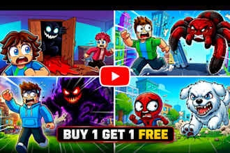 design youtube cartoon thumbnails and roblox thumbnails