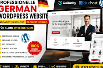 build german wordpress site godaddy bluehost upload product for small business
