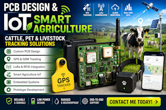 design pcb and iot smart agriculture devices for cattle, pet and livestock track