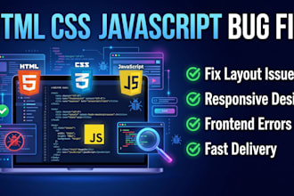 fix HTML CSS javascript bugs and responsive design issues