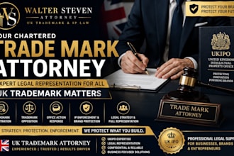 act as your UK trademark attorney for ukipo registration opposition, enforcement