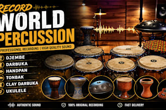 record world percussion, djembe, udu drum, conga, tambourine professionally