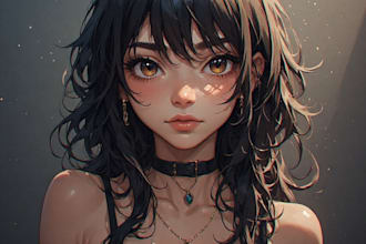 paint anime portrait art in real oil painting