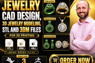 do jewelry cad design, 3d jewelry modeling, stl and 3dm files for 3d printing