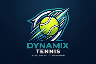design a dynamic tennis ball logo for tennis club, sports brand and tournament