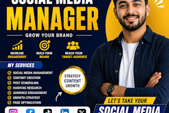 be your social media manager and grow your instagram, facebook, tiktok, and link