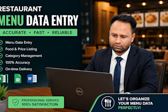 do restaurant menu data entry, menu upload, food listing with menu management