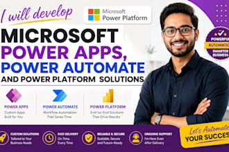develop microsoft power apps, power automate and power bi
