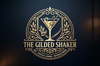 design a stylish martini logo for bar, cocktail lounge and beverage brand