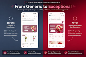 design mobile app UI UX, app redesign and figma prototype