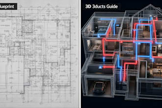 create a photorealistic 3d hvac duct design and installation guide for your home