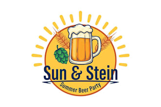 design a professional summer beer party logo for your brand or event