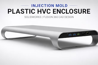 create injection mold plastic hvc enclosure, solidworks fusion360 cad design