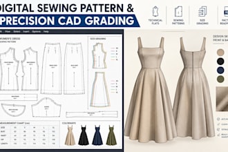create digital clothing sewing pattern and cad grading dxf
