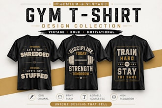 design gym fitness and vintage retro t shirts