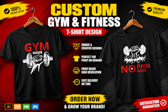 design gym fitness and vintage retro t shirts