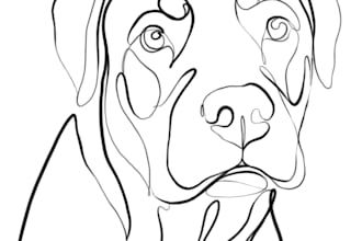 draw a custom minimalist pet line art illustration