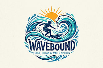 design a creative surf logo for surf brand, beach business and water sports