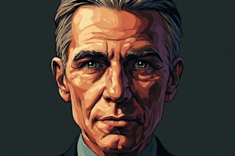 draw a professional hedcut wsj style portrait illustration