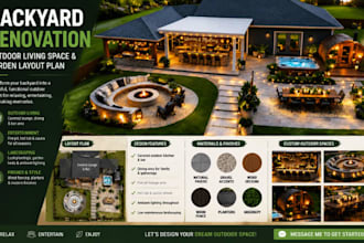 design backyard renovation concept outdoor living space and garden layout plan