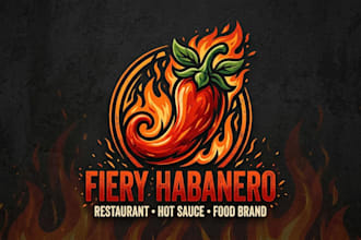 design a spicy red chili logo for restaurant, food brand and hot sauce business