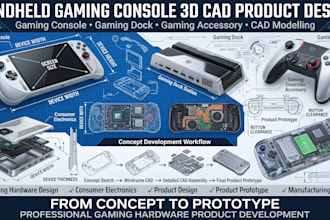 create handheld gaming console, gaming dock, gaming accessory cad modelling