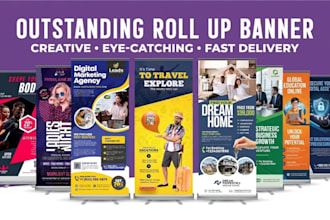 design a creative roll up banner, pull up banner