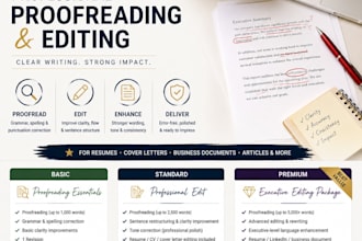 proofread, edit and rewrite your documents  for grammar and clarity