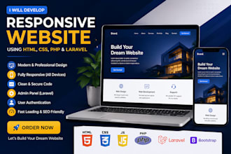 create a responsive website by using html, CSS, PHP laravel