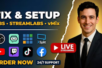 setup or fix obs studio streamlabs tiktok studio vmix for twitch, youtube kick