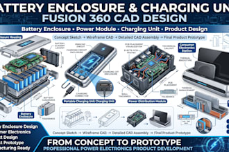 design battery enclosure, power module, charging unit fusion 360 3d cad design