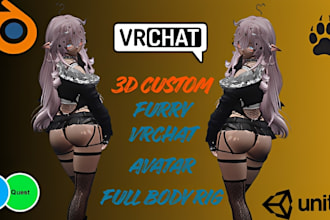 custom 3d vrchat model, furry avatar, vr character, vr chat avatar 3d vr avatar