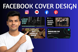 create a modern facebook business page cover and banner