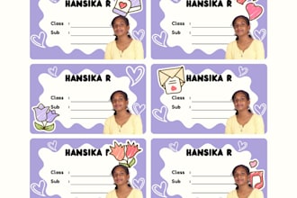 design unique kids school labels for books and notebooks