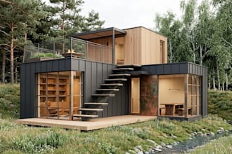 do tiny house shipping container house interior design care cabin 3d rendering