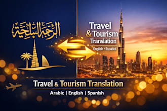 translate and write travel tourism content in arabic english spanish gulf arabic