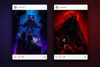 design minecraft thumbnails and gaming social media graphics
