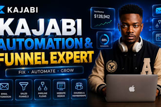 audit, fix broken kajabi email automations, pipeline flows, websites, funnels
