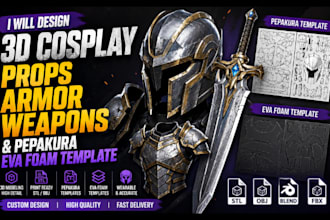 design 3d cosplay props armor weapons and pepakura eva foam template