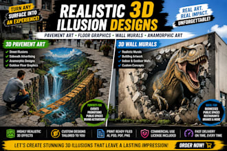 make realistic 3d pavement art floor illusion wall mural outdoor illusion design
