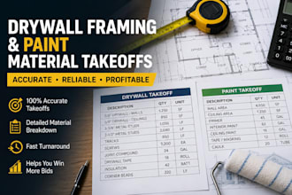 prepare drywall framing and paint material takeoffs for contractors
