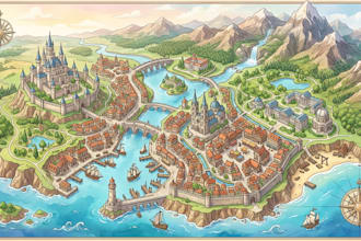 design unique vector map, cartoon, fantasy or watercolor city and  event maps
