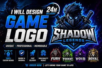design a professional modern gaming logo for your brand