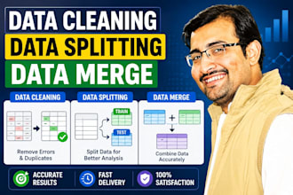 clean, format, merge, split excel data
