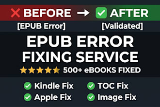 fix epub validation errors for amazon KDP, apple books, and ingramspark