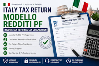 prepare and file italy modello redditi pf income tax return and tax declaration